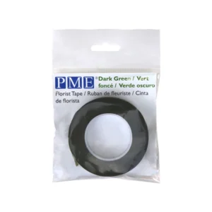 Banda flori verde inchis PME 13mm x 17.4m - bandă autoadezivă profesională pentru flori din pastă de zahăr și cake design