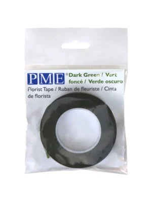 Banda flori verde inchis PME 13mm x 17.4m - bandă autoadezivă profesională pentru flori din pastă de zahăr și cake design