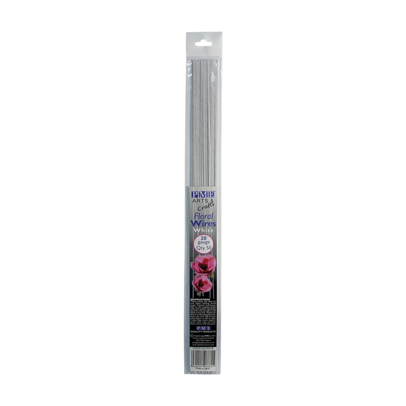 Sârme florale albe PME 20 Gauge 36cm - accesorii pentru flori din pastă de zahăr și decoruri torturi