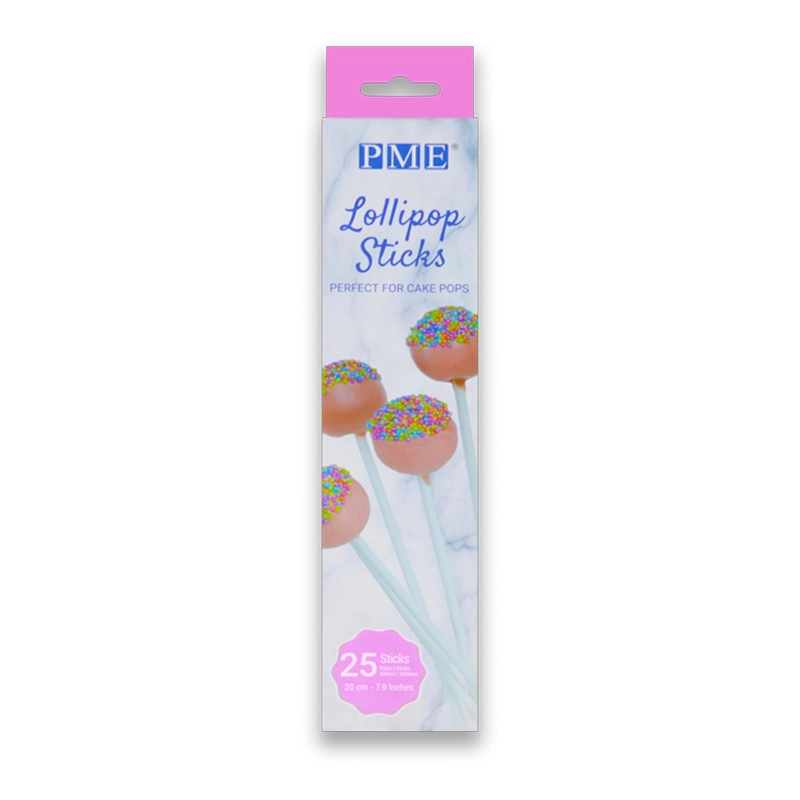 PME Set 25 Bete Lollipop 20cm - bețe albe alimentare pentru cake pops, acadele și mere glazurate