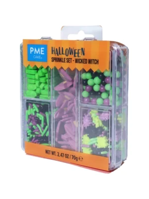 Set decor comestibil Halloween 5-în-1 Wicked Witch PME 70g - mix tematic pentru prăjituri și deserturi