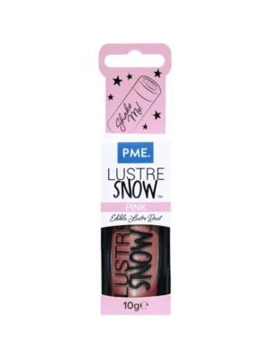 Edible Lustre Snow Pink 10g – pudră comestibilă strălucitoare pentru decorarea deserturilor PME