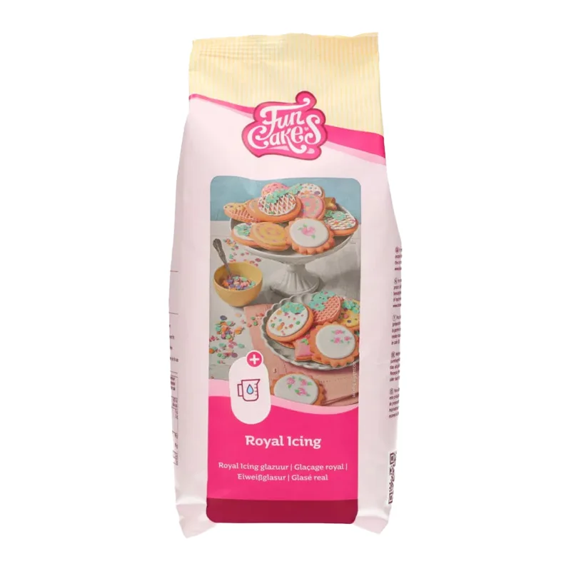 FunCakes Mix Royal Icing 900g - Ideal pentru glazurat și decorat biscuiți, detalii fine și piping. Consistență ajustabilă, alb intens, certificat Halal.