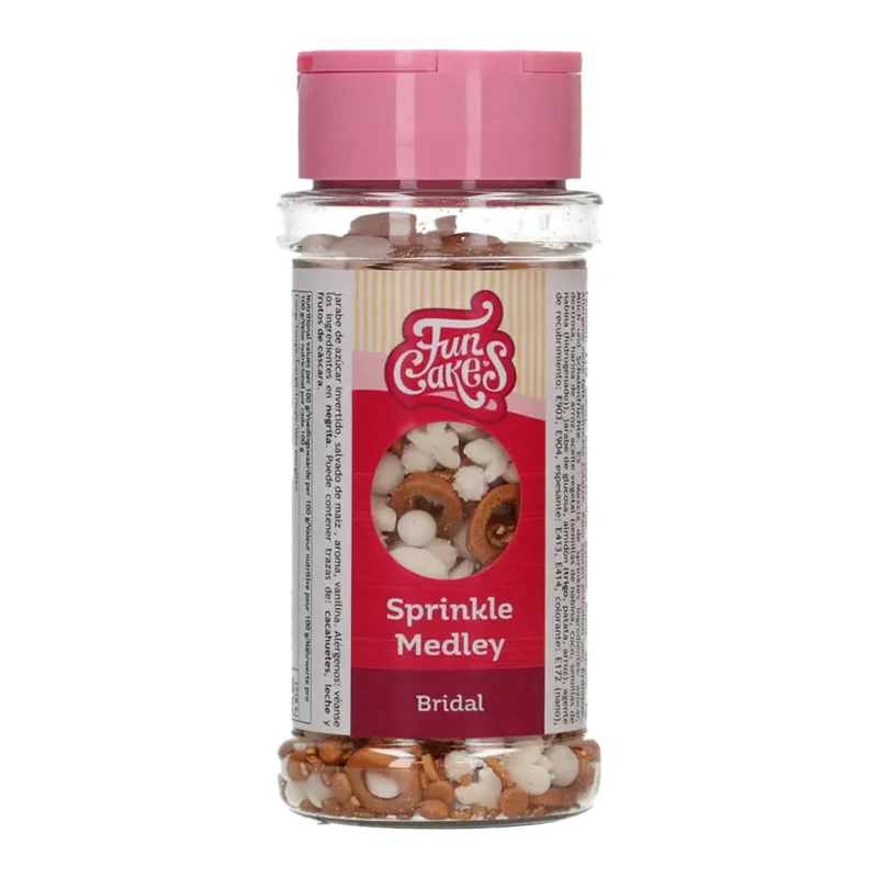 FunCakes Sprinkle Medley Bridal 60g - mix decorativ premium pentru torturi și cupcakes de nuntă. Culori elegante, texturi rafinate și aplicare rapidă. Perfect pentru evenimente speciale.