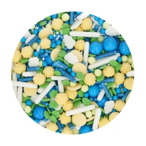 FunCakes Sprinkle Medley Ciao Bella 65g - mix premium de decoruri comestibile în culori mediteraneene. Perfect pentru torturi, cupcakes și biscuiți. Inspirat de Italia.