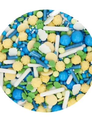 FunCakes Sprinkle Medley Ciao Bella 65g - mix premium de decoruri comestibile în culori mediteraneene. Perfect pentru torturi, cupcakes și biscuiți. Inspirat de Italia.