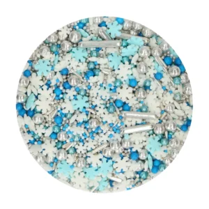 FunCakes Sprinkle Medley Frosty 65g - decoruri comestibile în alb, albastru și argintiu. Perfect pentru torturi Frozen, Crăciun și Winter Wonderland.