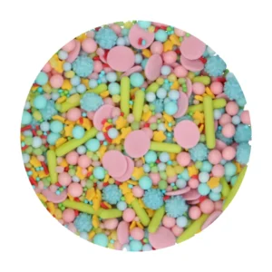 FunCakes Sprinkle Medley Happy 65g - Mix vesel de decoruri comestibile în culori vibrante, perfect pentru torturi, cupcakes, biscuiți și deserturi tematice. Ideal pentru aniversări, petreceri pentru copii și evenimente pline de culoare.