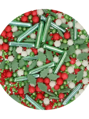 FunCakes Sprinkle Medley Holiday 65g - Mix elegant de decoruri comestibile în nuanțe de albastru deschis, alb și argintiu. Ideal pentru torturi, cupcakes și deserturi tematice de iarnă, Crăciun sau evenimente elegante.