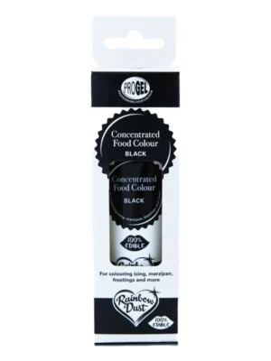 RD Colorant ProGel Negru 25g - Colorant alimentar gel extrem de concentrat, ideal pentru obținerea unei nuanțe intense de negru în fondant, creme, blaturi, macarons și alte preparate. Puternic, stabil și economic.